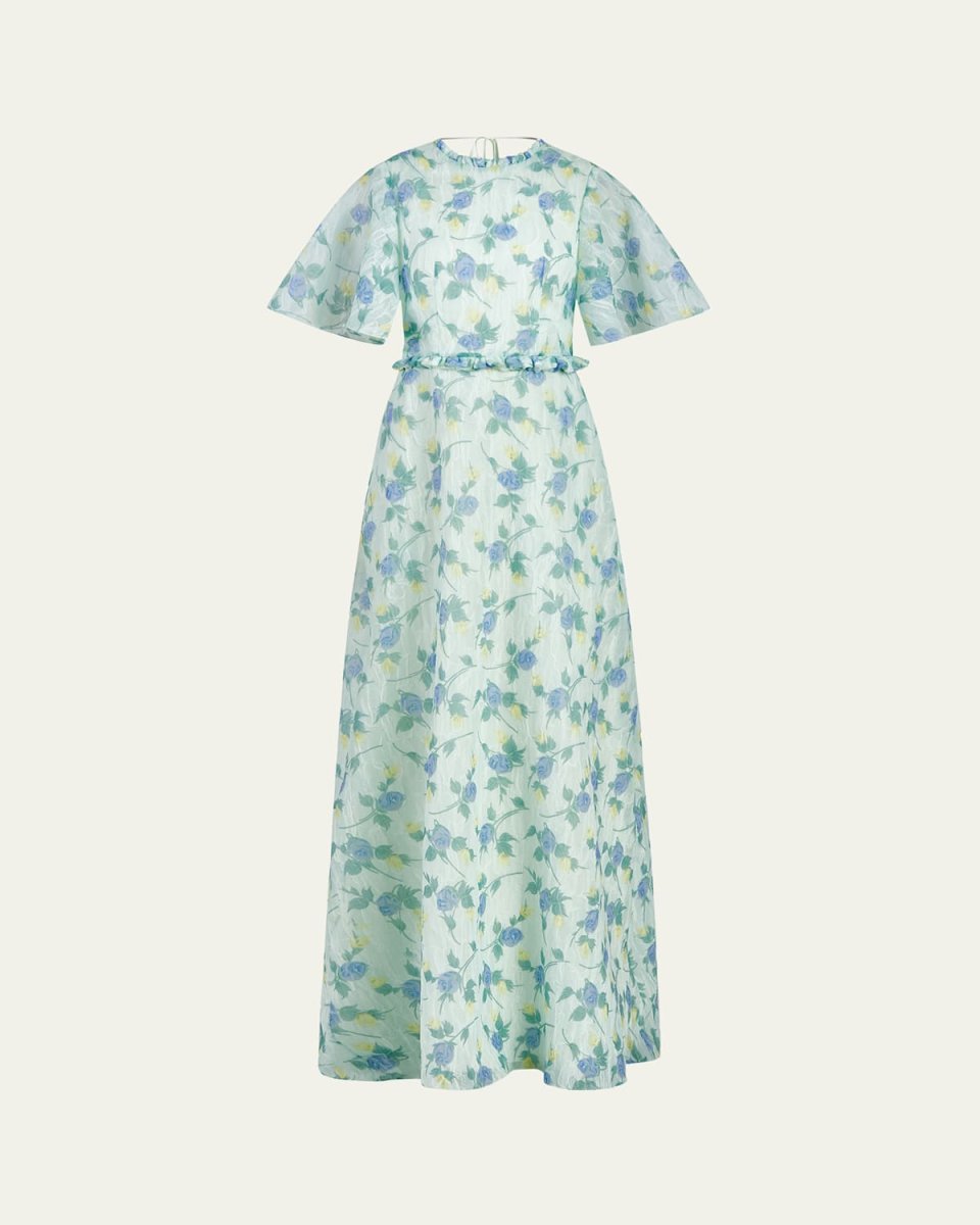 Heather Floral Organza Backless Gown